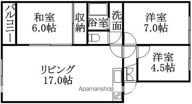 コスモロイヤル東苗穂B棟(3LDK/4階)の間取り写真
