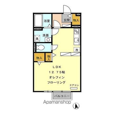 メゾンわかば(ワンルーム/2階)の間取り写真