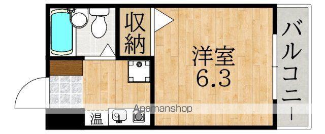 駅前岡ハイツ(1K/6階)の間取り写真