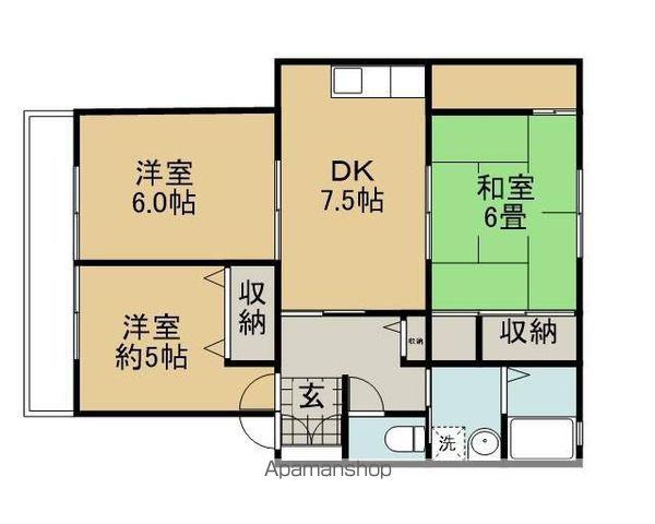 グリーンタウン南日吉(3DK/2階)の間取り写真