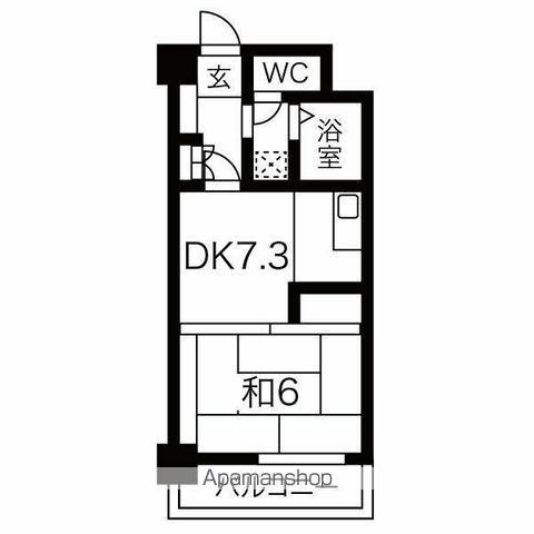 ライオンズマンション第5大通(1DK/7階)の間取り写真