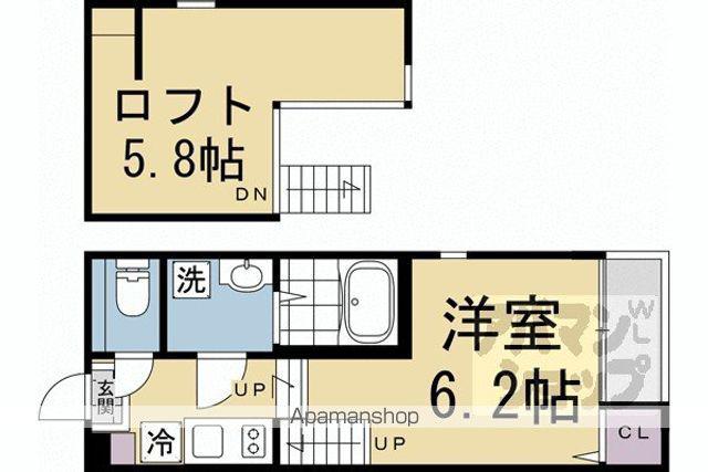 ハーモニーテラス淀下津町 II(1K/1階)の間取り写真
