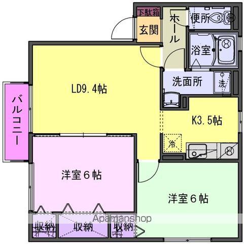 カーサアンダンテ(2LDK/1階)の間取り写真