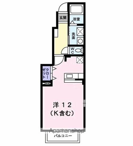 ヴィラ・ジャスティスⅢ(ワンルーム/1階)の間取り写真