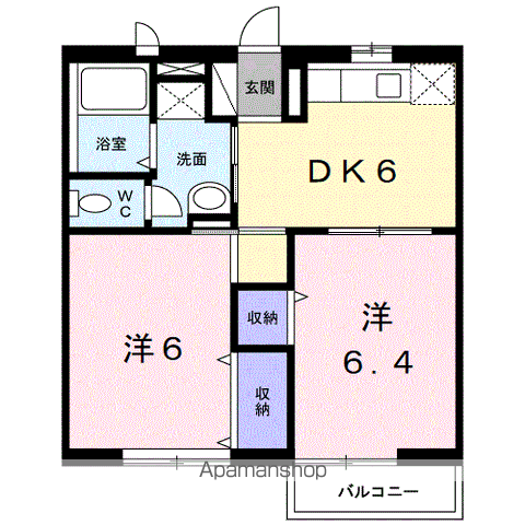 セレニティ(2DK/2階)の間取り写真
