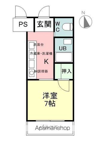 高根台ビレッジ(1K/2階)の間取り写真