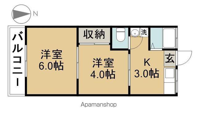 コーポ法成寺(2K/2階)の間取り写真