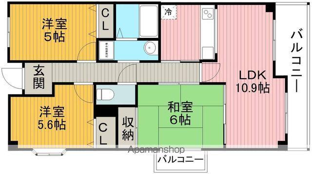 グランドコート向丘(3LDK/6階)の間取り写真