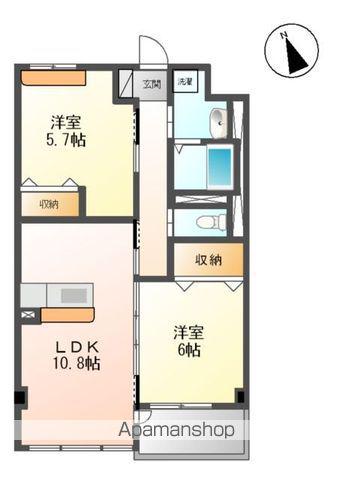 ユニヴァリィ ルミナス(2LDK/2階)の間取り写真