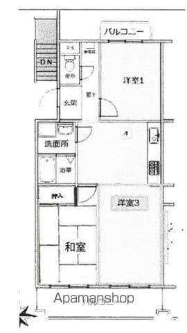 カーサ北野(3DK/4階)の間取り写真