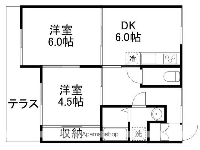 モリッツ島崎(2DK/1階)の間取り写真