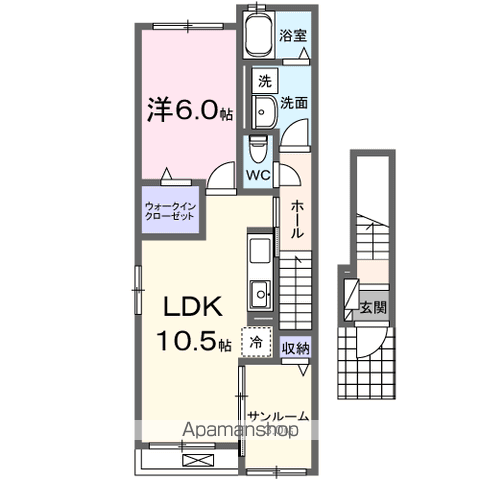 ロジュマンⅡ(1LDK/2階)の間取り写真