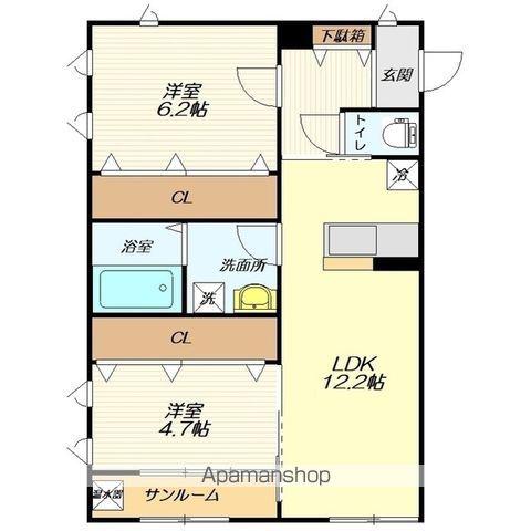 GRADO・A(2LDK/2階)の間取り写真