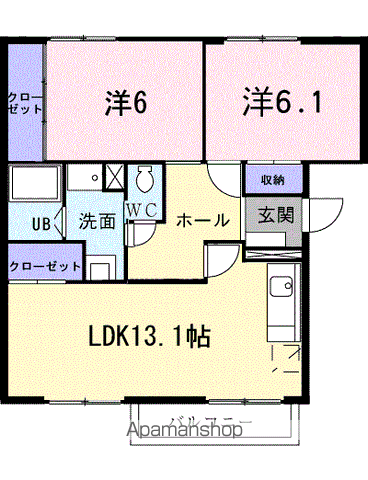 ユーメゾン内浜(2LDK/2階)の間取り写真