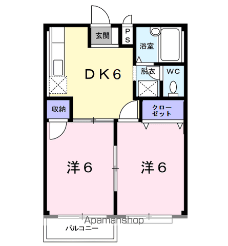 エルディム岡田(2DK/1階)の間取り写真