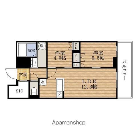 RJR堺筋本町TOWER(2LDK/5階)の間取り写真