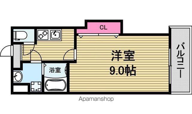 クラビス上町台(1K/4階)の間取り写真
