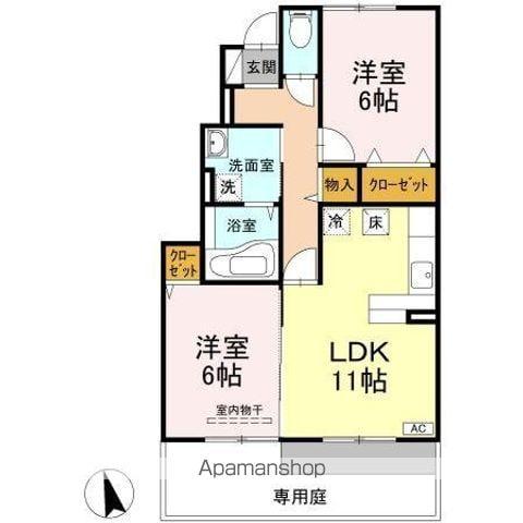 ルーチェ・デルソーレ(2LDK/1階)の間取り写真