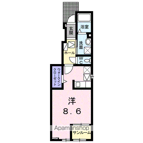 プルメリア B(1K/1階)の間取り写真