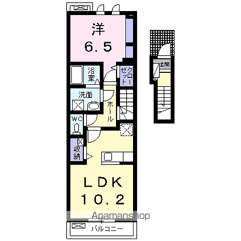 サンビレッジE(1LDK/2階)の間取り写真