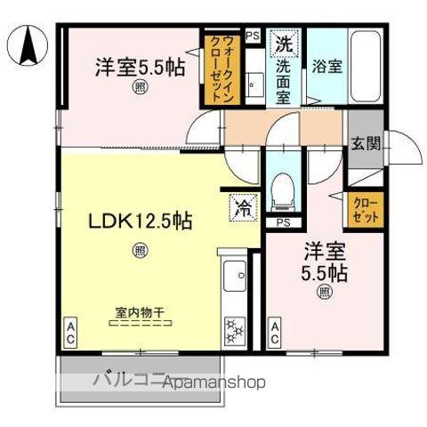 WISTERIA 三信(2LDK/2階)の間取り写真