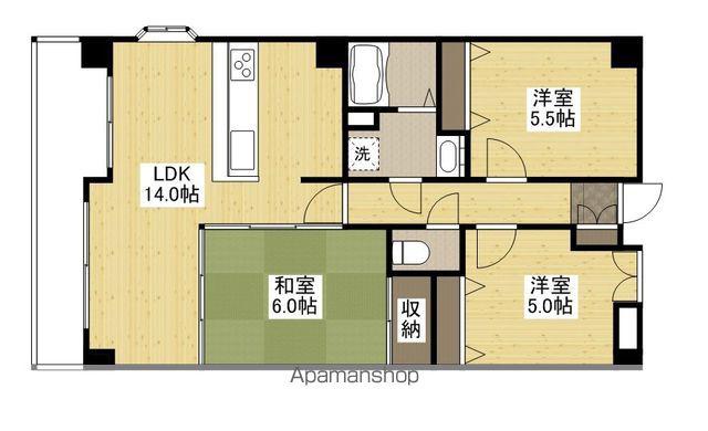 ガーデンビュー天野(3LDK/4階)の間取り写真