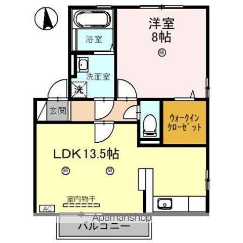 リビングタウン福B棟(1LDK/2階)の間取り写真