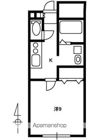 ヒルトップテラス(1K/1階)の間取り写真