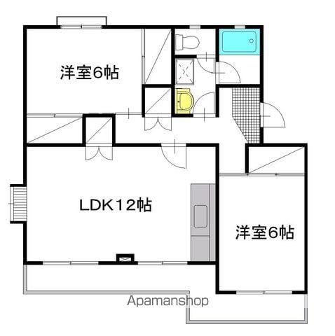 笹野ロイヤルハイツB棟(2LDK/1階)の間取り写真