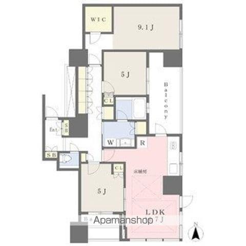 プラウドタワー覚王山(2LDK/14階)の間取り写真