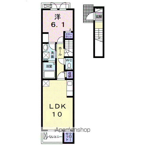 リバーサイドⅡ(1LDK/2階)の間取り写真