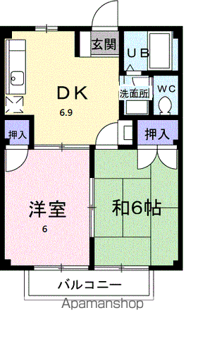 ウェアハウスA棟(2DK/1階)の間取り写真