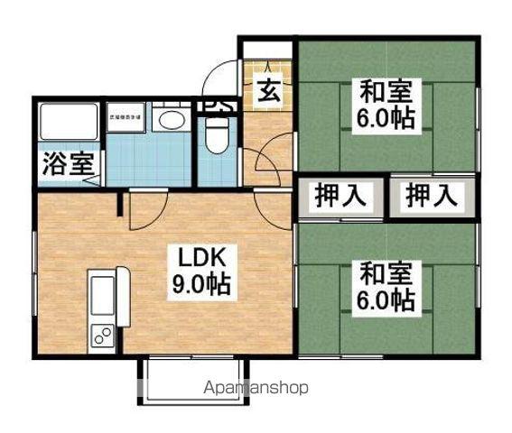 コーポジュエル(2DK/1階)の間取り写真