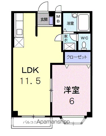 ピュアハイム(1LDK/2階)の間取り写真