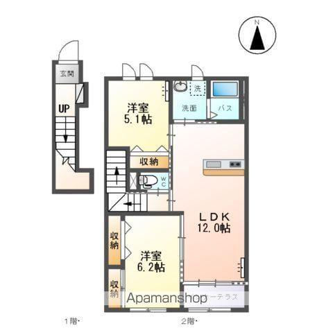 グラスコート・K(2LDK/2階)の間取り写真