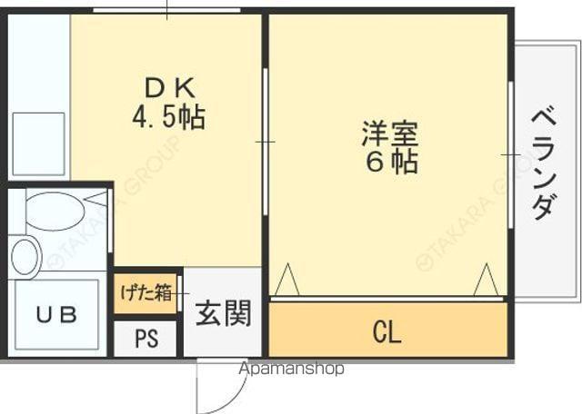 ジュネス菱屋西(1DK/1階)の間取り写真