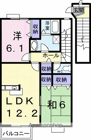 アビタシオン勝瑞J(2LDK/2階)の間取り写真