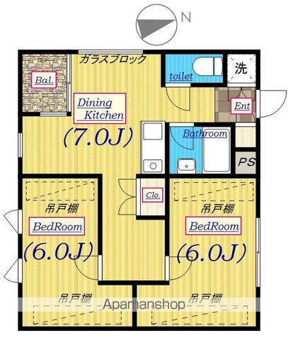 アップルメイツ綱島(2DK/1階)の間取り写真