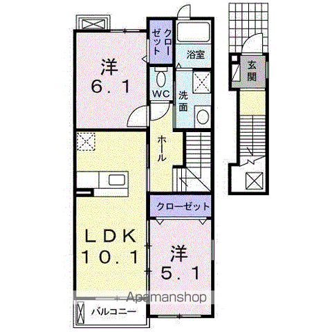 ソレイユ アビタシオン(2LDK/2階)の間取り写真