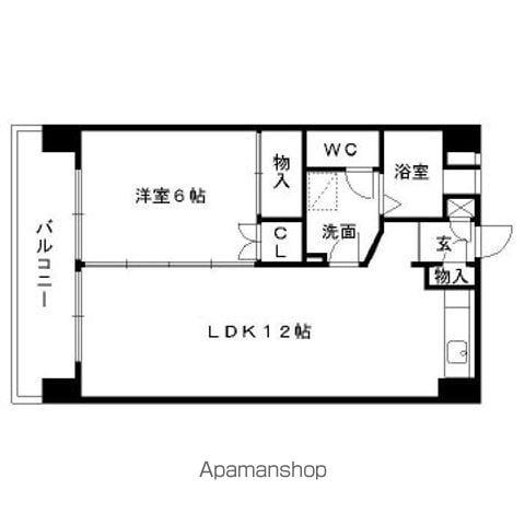 高倉マンション(1LDK/9階)の間取り写真