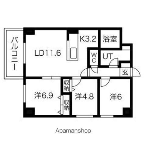 MODENA 近代美術館(3LDK/9階)の間取り写真