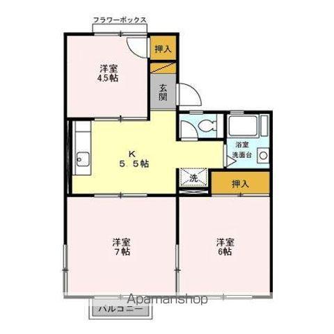 コスモシティ岡野C棟(3K/2階)の間取り写真