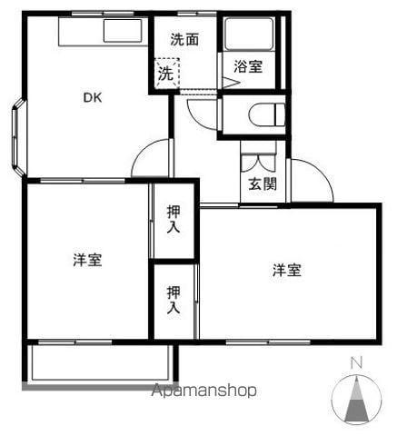 フレグランスK&Y S棟(2DK/1階)の間取り写真