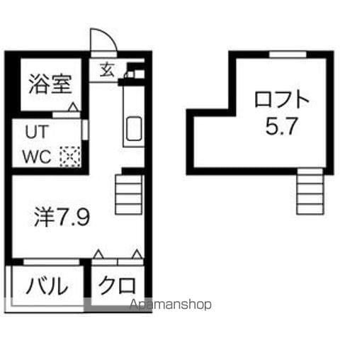 メリュート(ワンルーム/2階)の間取り写真