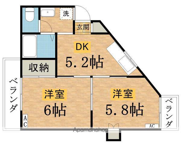 正明荘(2K/2階)の間取り写真