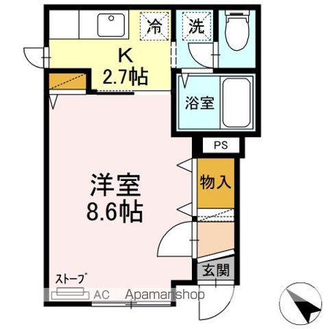 グリーンヒル(1K/1階)の間取り写真