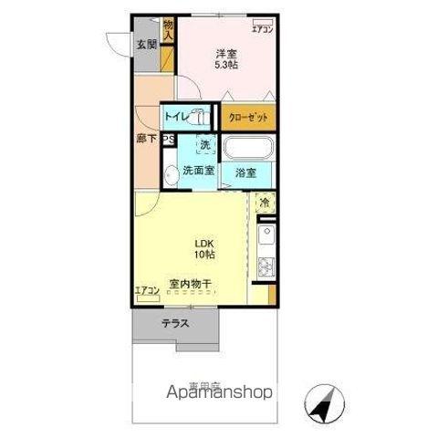 メテオール・スクエア(1LDK/1階)の間取り写真