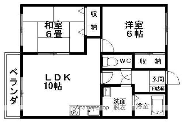 コーポピュア(2LDK/2階)の間取り写真