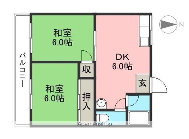 富裕美コーポ(2DK/2階)の間取り写真