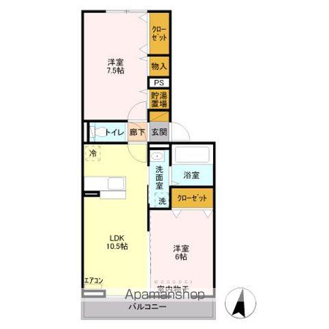 レイディアント(2LDK/2階)の間取り写真